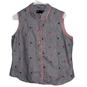 Women’s Norton McNaughton Linen Blend 4th of July button down vest size large